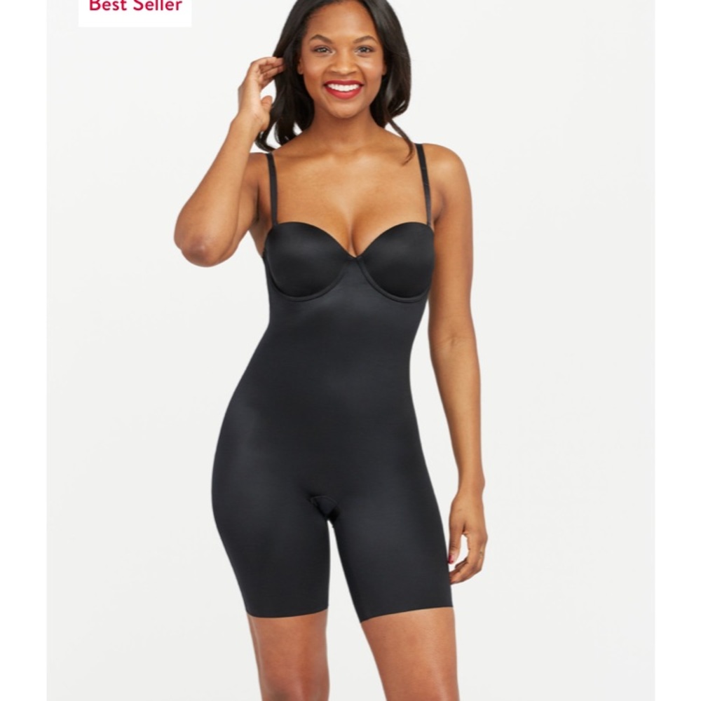 Suit Your Fancy Strapless Cupped Mid-Thigh Bodysuit